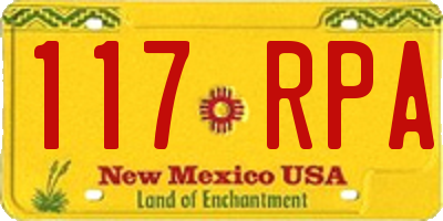 NM license plate 117RPA