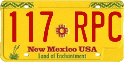 NM license plate 117RPC