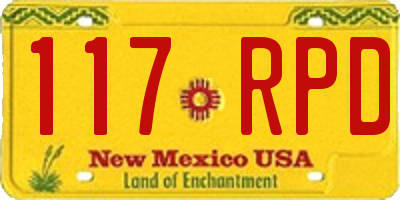 NM license plate 117RPD