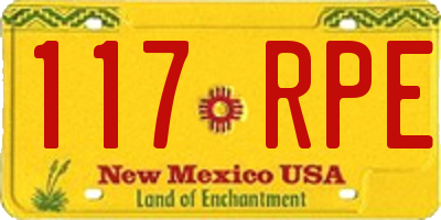 NM license plate 117RPE