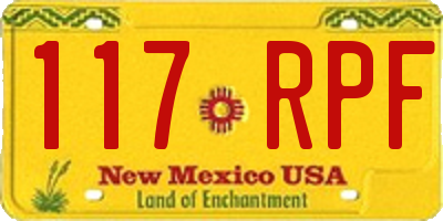 NM license plate 117RPF