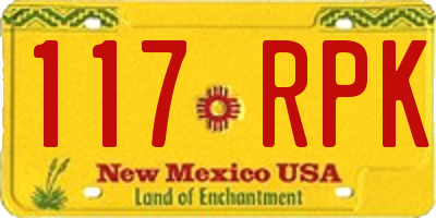 NM license plate 117RPK