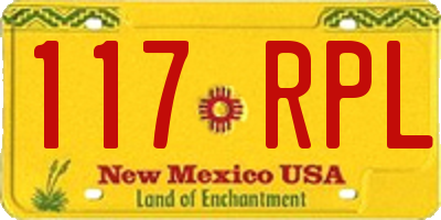 NM license plate 117RPL
