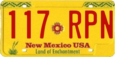 NM license plate 117RPN