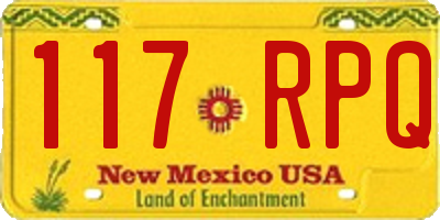 NM license plate 117RPQ