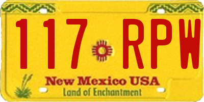 NM license plate 117RPW