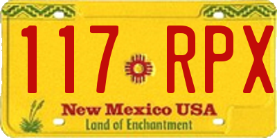 NM license plate 117RPX