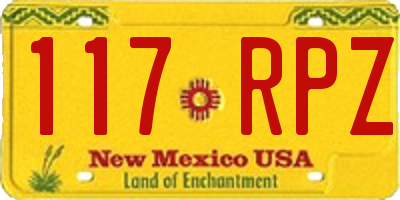 NM license plate 117RPZ
