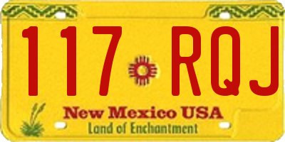 NM license plate 117RQJ