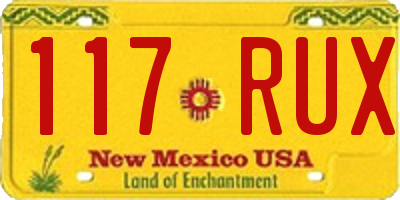 NM license plate 117RUX