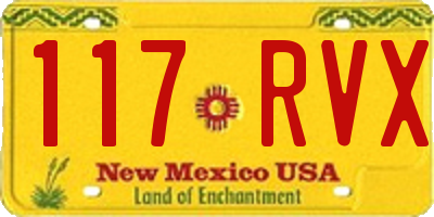 NM license plate 117RVX