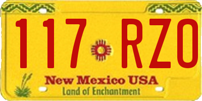 NM license plate 117RZO