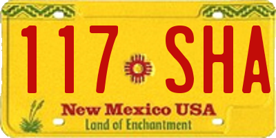 NM license plate 117SHA
