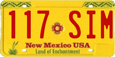 NM license plate 117SIM