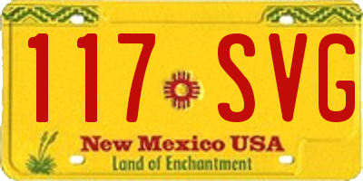 NM license plate 117SVG