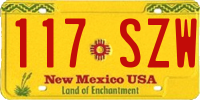 NM license plate 117SZW