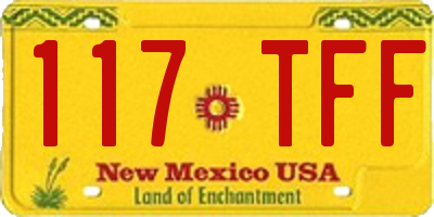 NM license plate 117TFF