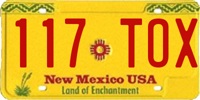 NM license plate 117TOX
