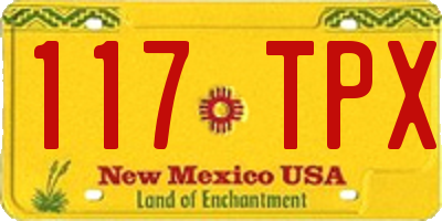 NM license plate 117TPX