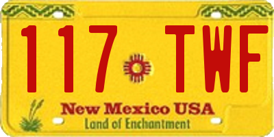 NM license plate 117TWF