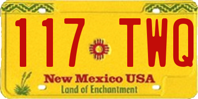 NM license plate 117TWQ