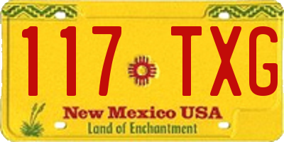NM license plate 117TXG