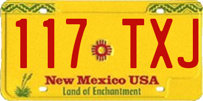 NM license plate 117TXJ