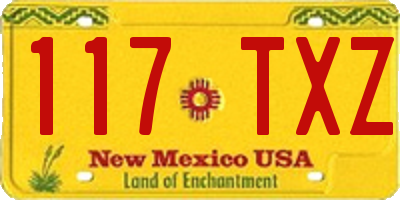 NM license plate 117TXZ