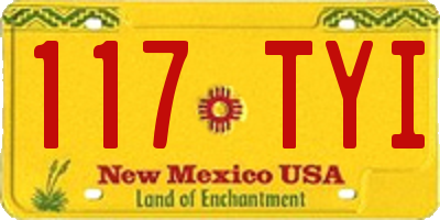 NM license plate 117TYI
