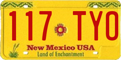 NM license plate 117TYO