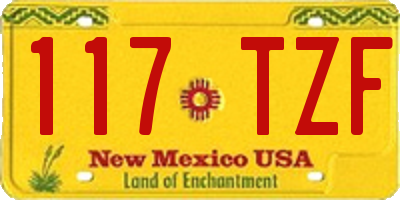 NM license plate 117TZF