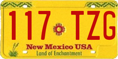 NM license plate 117TZG