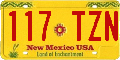 NM license plate 117TZN