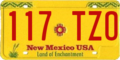 NM license plate 117TZO