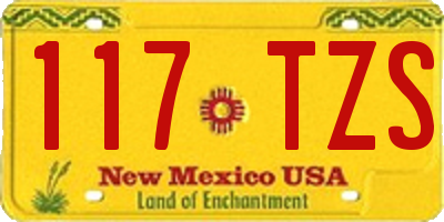 NM license plate 117TZS