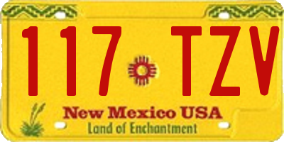 NM license plate 117TZV