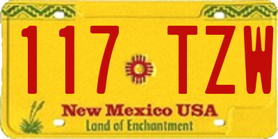 NM license plate 117TZW