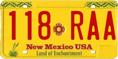 NM license plate 118RAA