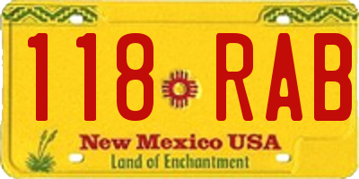 NM license plate 118RAB