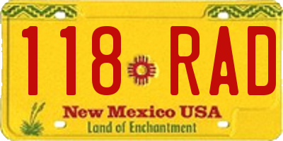 NM license plate 118RAD