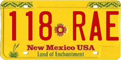 NM license plate 118RAE