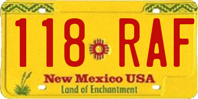 NM license plate 118RAF