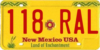 NM license plate 118RAL