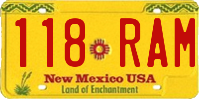 NM license plate 118RAM