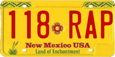 NM license plate 118RAP