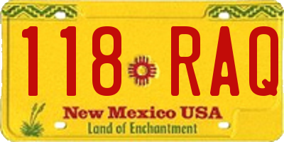 NM license plate 118RAQ