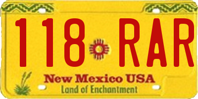 NM license plate 118RAR