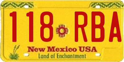 NM license plate 118RBA