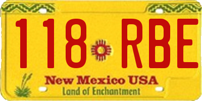 NM license plate 118RBE