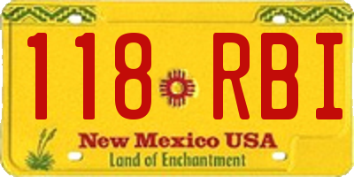 NM license plate 118RBI